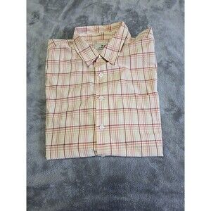 Madda Fella Orange Striped Button Down Casual Men's Shirt Large